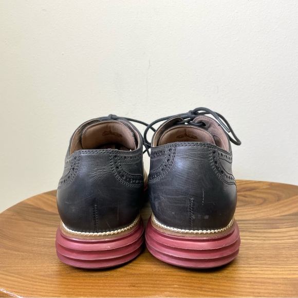 Cole Haan Charcoal Perforated Leather Wingtip Oxford Shoes - Picture 7 of 9